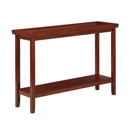 Convenience Concepts Ledgewood Console Table 48' - Modern Narrow Sofa Display Accent with Storage Shelf for Transitional, Traditional Living Room, Entryway, Hallway, or Bedroom, Mahogany