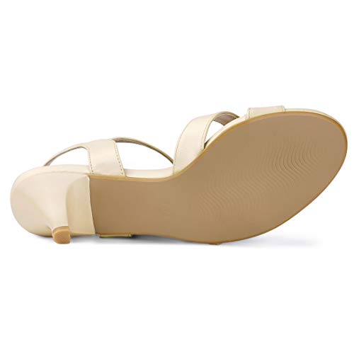 Allegra K Allegra K Women's Cross Straps Kitten Heel Beige Sandals 8.5 M US