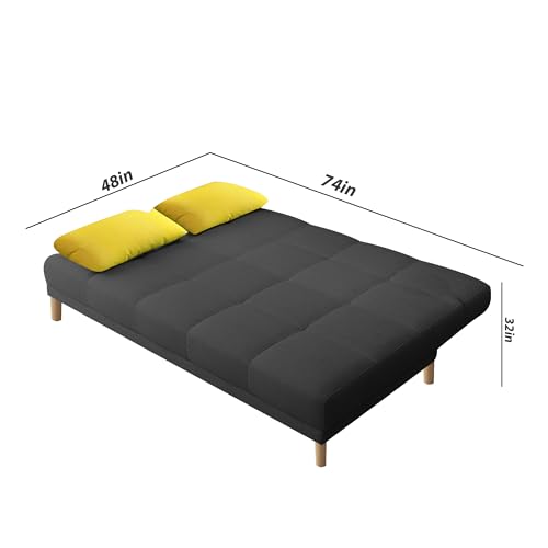Image of Casaliving Broden 3 Seater Sofa Cum Bed for Living Room (Black Fabric) Premium Fabric Sofa