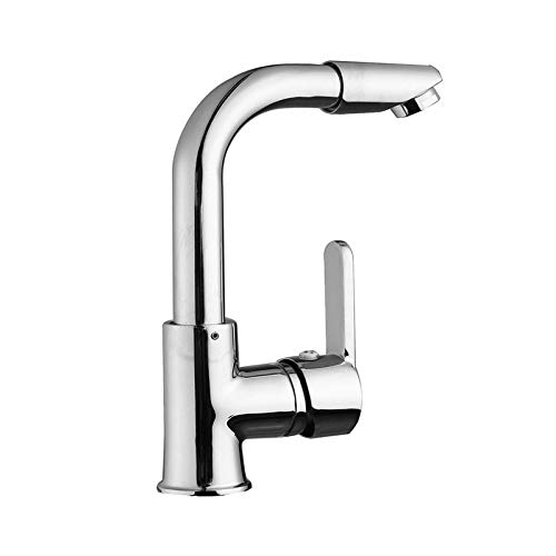 Mitigeur de lavabo cascade chromé rotatif à 360° avec commande eau chaude et froide
