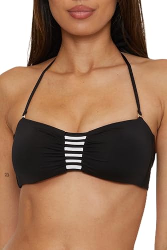 Trina Turk Women's Monaco Tab Bandeau Bikini Top, Adjustable, Tie Back, Swimwear Separates