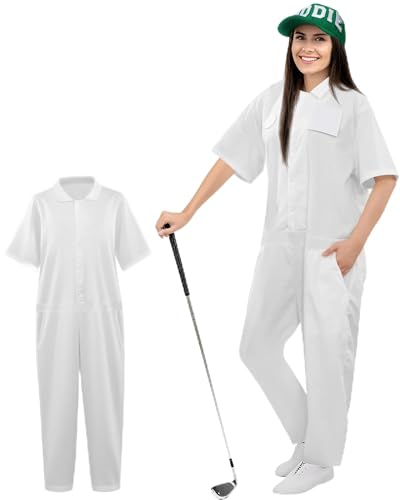 Mepase 54 Pcs Halloween Master Caddy Costume Women Golf Jumpsuit Baseball Cap DIY Patches Stickers Accessories Cosplay Party(XL)