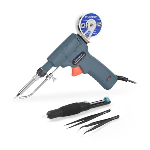 6-in-1 Soldering Gun Toolour Solder Gun Kit, 60W Temp Adjustable Solder Iron Gun, Automatic Hand-held Welding Guns with Tin Wire and Tweezers for Electrical Circuit Board Repair Rework Home DIY