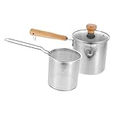 HOMSFOU 1 Juego De Sartén Kit De Freidora De Aceite Mini Freidora Plancha Sartén Olla Freidora Planchas De Acero Inoxidable Olla Para Freír Hogar Olla Papas Fritas Titular Vidrio Papas