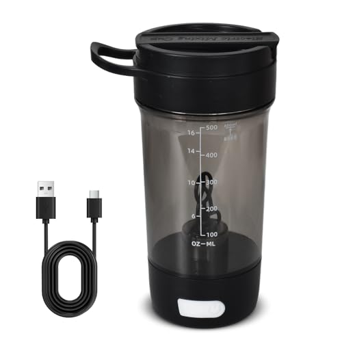 Colexy Botella Mezcladora Eléctrica, Botella Eléctrica para Proteínas, Botellas Autoagitadora para Batidos, Mezclador Eléctrico Portátil para Batidos Café Sustitutos de Comida, Negro 600 ml