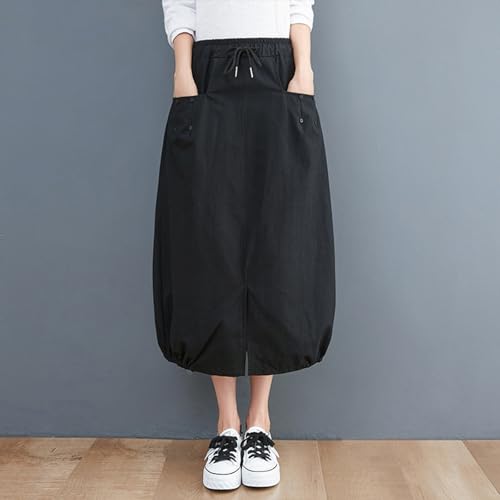 Long Skirts for Women Summer Casual Loose Fit High Waist Cargo Skirt Fashion Zipper A-Line Midi Skirts with Pockets2