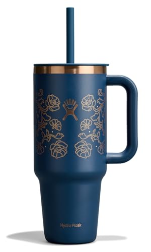 Hydro Flask 40 Oz Travel Tumbler with Handle, Lid and Straw - Insulated Stainless Steel in Western Dark Blue