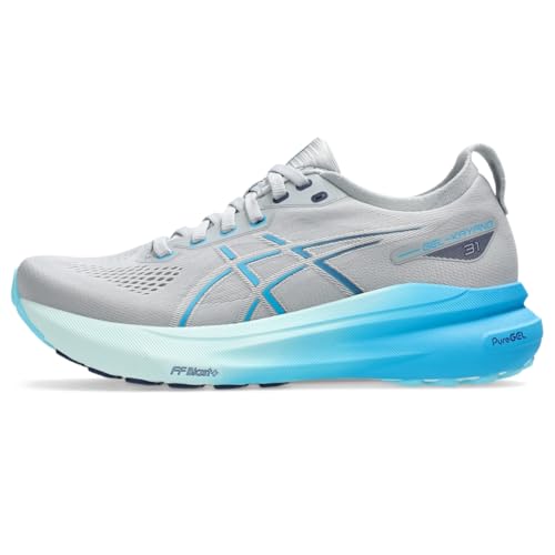 ASICS Womens Gel-Kayano 31 Running Shoes, 5, Piedmont Grey-Digital Aqua