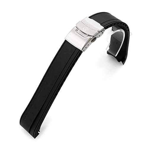 MiLTAT StrapXPro Rubber Watch Strap compatible with Seiko 5 Sport 5KX SRPD55 GMT SSK001, Black