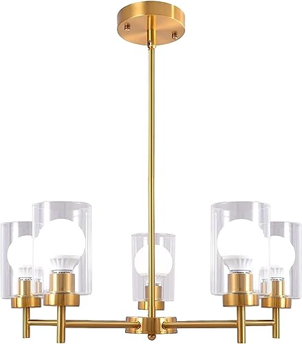 Pendant or industriel 5 lampes à verre transparent offrant une diffusion lumineuse maximale