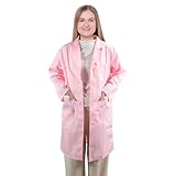 CYMNER Women's Lab Coat Long Sleeve with 3 Pockets, 100% Polyester Water-Resistant Medical Coat, Relaxed Fit Knee Length for Women, Lab Coat for Professionals, Students, Nurses, Lab Technicians (M)