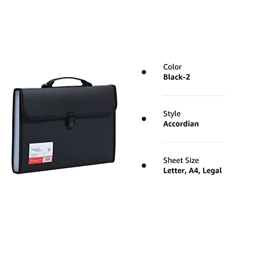Fanwu Legal Size 13 Pocket Accordian File Organizer Expanding File Folder For Fc A4 Paper, Briefcase File Case With Durable Handle & Buckle Closure For School Home Business (Black) #TOP6
