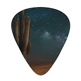 Milky Way Saguaro - Plettri per chitarra con stampa cactus, 12 pezzi, in celluloide, per chitarra acustica, elettrica, basso, inclusi 0,46 mm, 0,71 mm, 0,96 mm