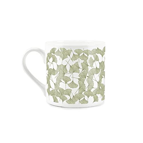 Purely Home Vintage Ginkgo Biloba Leaves - Fine Bone China Mug White Coffee/Tea Present Gift - Image 2