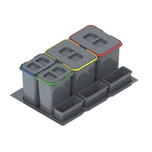 Prima-Online Abfalltrennsystem für Schubladen Mülltrennsystem Abfalltrennsystem müllsystem küche mit 2, 3, oder 4-fach Trennung für Schubladen 60 80 90cm (80cm 2x15L 2x7L 2xKunststoffschale)