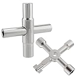 MOUYAT 2 Pack 4 Way Sillcock Water Key, Multi-functional Utilities Triangle Square Radiator Keys, Universal Cross Wrench Shut Off Tool for Faucet Valve Cabinet Meter Box, 1/4