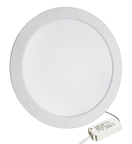 Recessed LED Ceiling Panel Light Round 18w Cool White 6500k 225mm x 225mm, Back Lit Heat Absorber Long Life Span 18WRCW02
