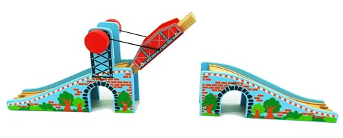 image for Z MAYABBO Wooden Train Tracks Accessories Wood Train Lifting Bridge fo