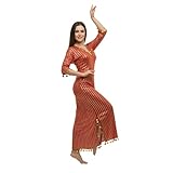Belly Dance Egyptian Handmade Egypt Baladi Saidi Costume Galabeya Nancy Agram Style Jalabiya Clothes (Red x Gold)