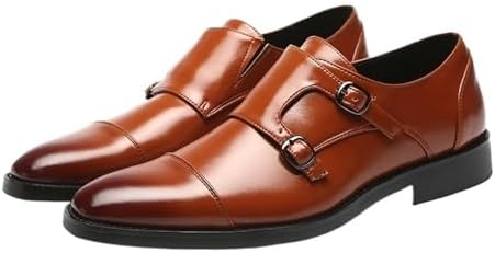 Men&#39;s Leather Slip-On Dress Shoes Classic Formal Pointed-Toe Comfort Office Business Fashion Oxfords Shoes