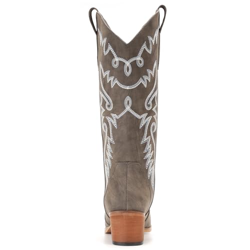 Image of IXU Cowboy Boots Women Pointy Toe Women's Mid Calf Western Cowgirl Boots | Casual Boots