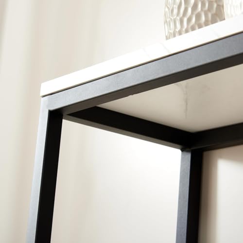 Image of Metal Frame 2-Tier Premium Entryway Table for Living Room, Hallway & Bedroom | Modern Narrow Sofa Console Table for Home & Office Decor | Sturdy & Stylish Accent Table (Black White)