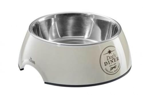 HUNTER Cambridge Melamin-Napf, Futternapf, Trinknapf, für Hunde und Katzen, mit Edelstahlnapf, 160 ml, creme/braun