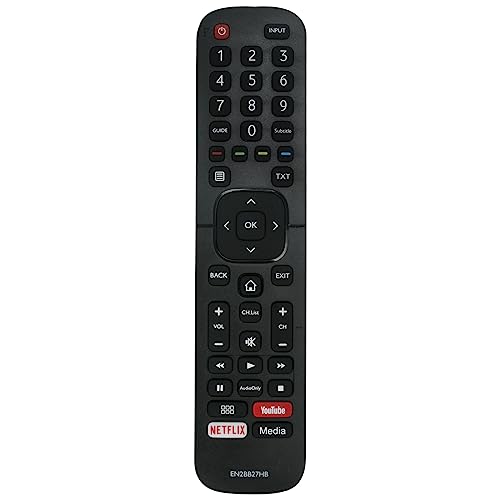 VINABTY EN2BB27HB Fernbedienung ersetzen Passend für Hisense TV 43A7100FTUK 50A7100FTUK 58A7100FTUK 65A7100FTUK 43A7100F 50A7100F 58A7100F 65A7100F 43A7120F 75A7100F 55A7100F Sub EN2BB27H