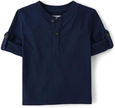 The Children’s Place Baby Boys’ and Toddler Long Sleeve Rolled Cuff Henley Shirt
