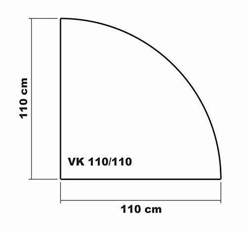 Funkenschutzplatte Viertelkreis 110x110cm Schwarz Glasplatte mit Dichtung