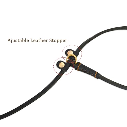 LWBMG Retrieverleine aus echtem Leder, verstellbare Hundetrainingsleine, weiches Echtleder für kleine Hunde, 1,7 m x 0,6 cm, Schwarz