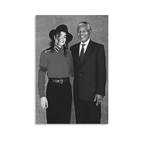 DERBUT Poster décoratif sur toile Nelson Mandela et Michael Jackson - Décoration murale moderne pour chambre à coucher - 30 x 45 cm