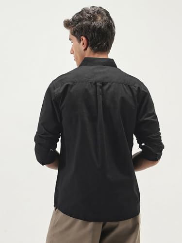 Image of Urbano Fashion Men's Cotton Full Sleeve Regular Fit Casual Solid Slub Shirt with Spread Collar