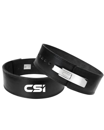 Image of CSI Weight Lifting 10MM Lever Belt for Men & Women Professional Weight LiftingBelt Genuine Suede Leather with Heavy Duty Buckle Powerlifting Belt for Lower Back Support, Multipurpose Gym Workouts Deadlifts Squats Powerlifting 4 inch Wide Black Gym Belt (Black, S)