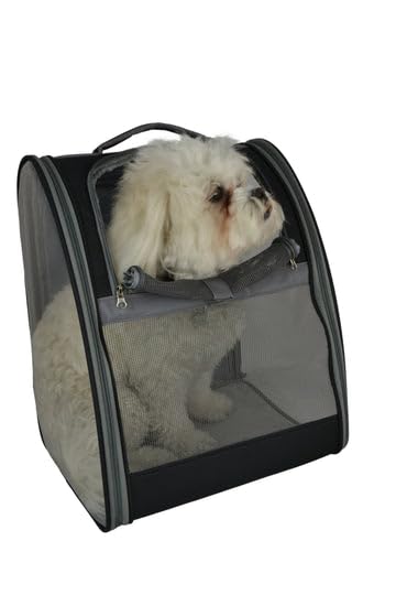 Soft Dog Carrier with Mesh Windows and Padded Backpack Straps Small Dog in Black