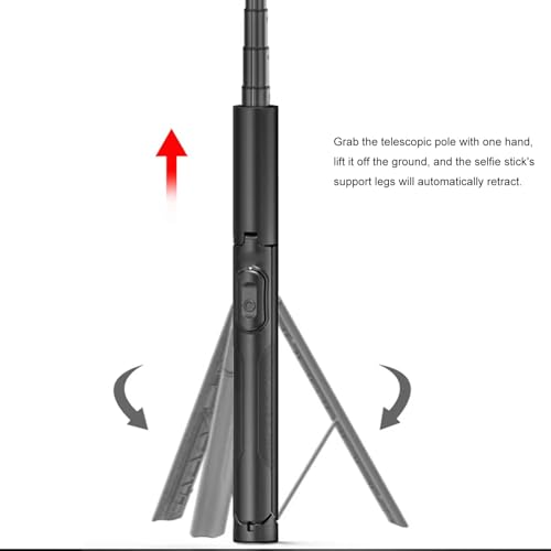 Trépied perche à selfie à 9 sections télescopiques 187 cm avec structure de détection de gravité