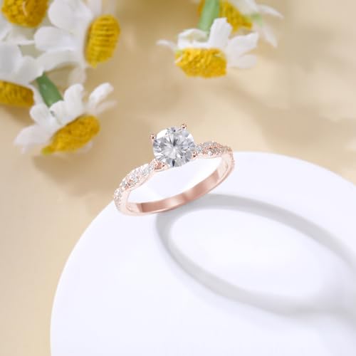1.4 Carat (ctw) Round-Cut Moissanite Twisted Bridal Sets Wedding Engagement Ring Set for Women White Gold Wedding Band Engagement Rings Customizable Sterling Silver/10k gold/14k gold/18k gold4