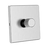 Zigbee Dimmer Smart Switch kompatibel mit Home Assistant, Philips Hue, Hubitat, Amazon Echo | kein Neutraldraht | 2-Wege-kompatibel | LED und Glühlampe [RD1 gebürstetes Chrom, 1-Gang]