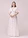 Ever-Pretty Women's Plus Size Sequin Embroidered Formal Evening Gown V-Neck Sheer Short Sleeve A-Line Mother of Biride Dress White US16