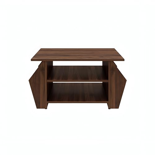 Image of MATTERHORN Engineered Wood Coffee Table, Centre Table, Drawing Room Table, Tea Table with Shelf for Storage (DIY, 80 x 45 x 46 cm, Rustic Brown MOCT-92104)