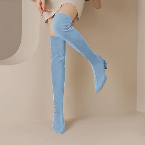 Joseywade Over The Knee Boots for Women Block Heel Thigh High Boots with Side Zipper Pointed Toe Tall Boots3