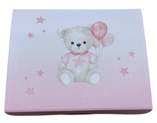 Boîtes ours bébé rose porte-dragées anniversaire baptême carte imprimée cadeau 12906 lot de 20