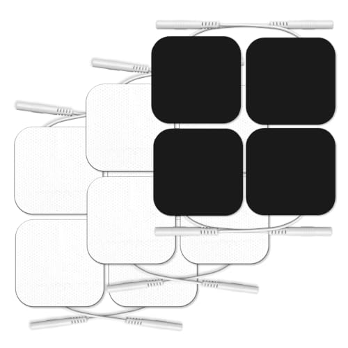 Image of 12PCS TENS Unit Electrode Pads 2 inchx2 inch, Improved Gel (from Japan), Reusable TENS Replacement Pads, Latex-Free & Skin-Friendly, Compatible with TENS /EMS