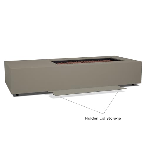 Image of Real Flame Aegean 72in Rectangle Propane or Natural Gas Fire Pit Table, 65,000 BTU, Powder-Coated Steel, Push-Button Ignition, CSA Certified, Stainless Steel Burner with Lid (Mist Gray)