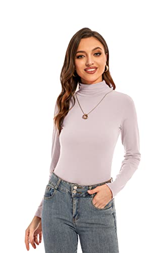 Image of Womens Long Sleeve Turtleneck T-Shirts Casual Lightweight Slim Fit Cozy Base Layer Top