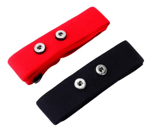 Rich Green Valley 2 Pack Heart Rate Monitor Replacement Strap, Adjustable Chest Band Compatible with Myzone MZ-SWITCH (Black & Red,Medium)