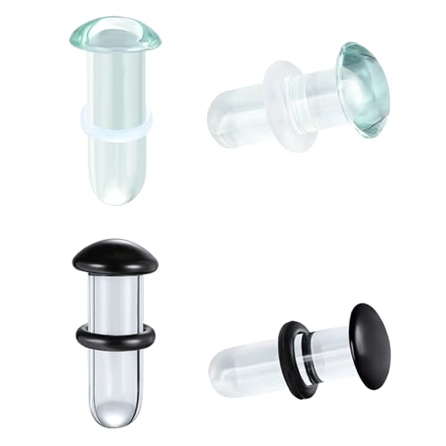 AccGin Glass Ear Stretching Kit Single Flare Plugs & Rubber Rings Unique 1mm Increments 3mm-25mm Gradual Sizing Smooth Glass Gauges for Daily Wear Earring Expander Stretcher Piercing Body Jewelry 4Pcs