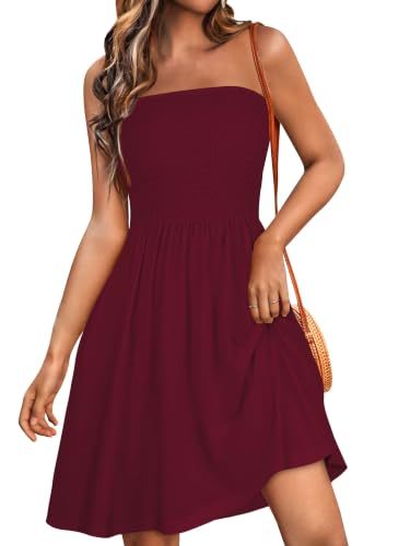 Image of Summer Dress for Women Beach Boho Strapless Cover Ups Off Shoulder Floral Sundresses