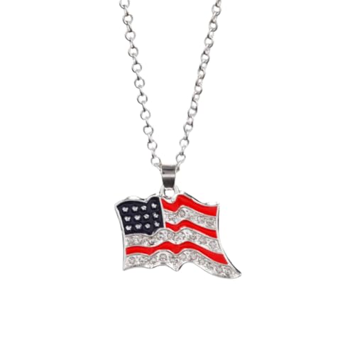 Collier drapeau américain hypoallergénique en argent contre le ternissement
