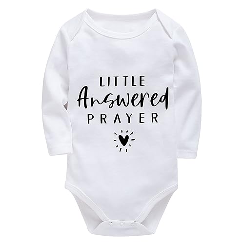 Little Answered Prayer Pregnancy Announcement Baby Romper Long Sleeve Newborn Outfit Baby Clothes